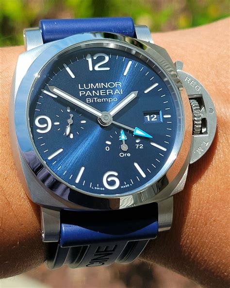 panerai luminor moon phase blue|luminor bitempo watch price.